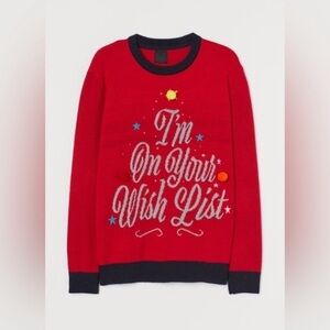 H&M I'm On Your‎ Wish List Ugly Christmas Sweater red holidays party size S